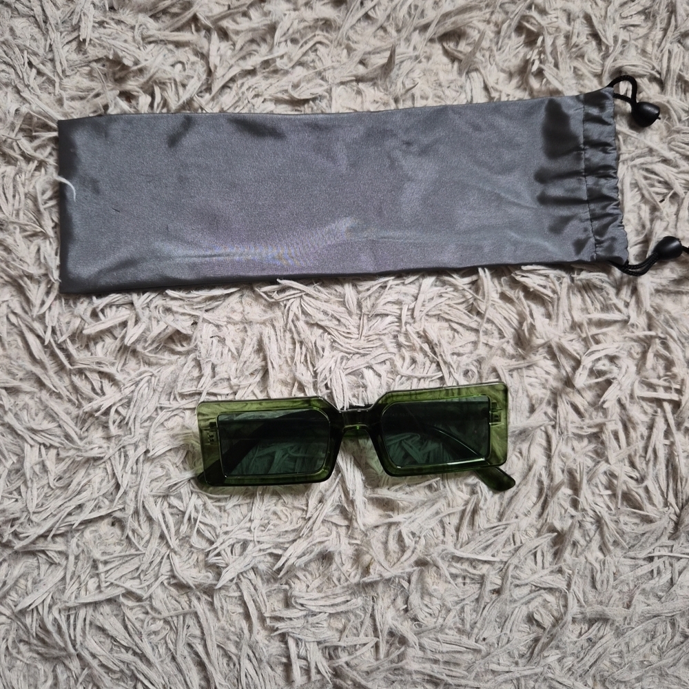 Square Sunglasses Green Transparent Summer Spring Fall Festival Vacation Resort - Picture 3 of 9